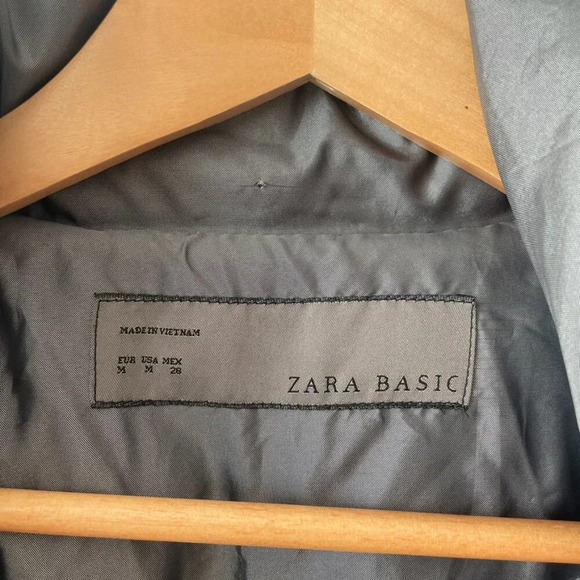 Zara Down Blend Puffer Turtleneck Belted Winter Coat Jacket Silver Grey Medium - Picture 4 of 5